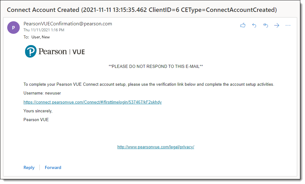 New Connect user email.